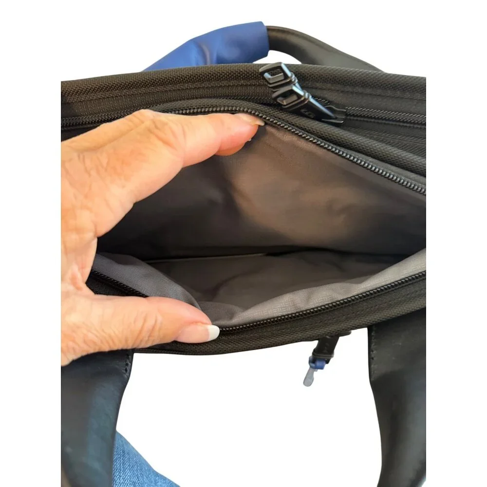 Tumi Alpha 3 Unisex Slim Three Way Briefcase Black Leather Durable Travel Work